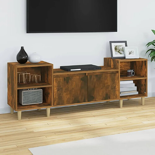 Maison Chic Meuble TV scandinave - Banc TV pour salon Chêne fumé 160x35x55 cm Bois d'ingénierie -MN87935