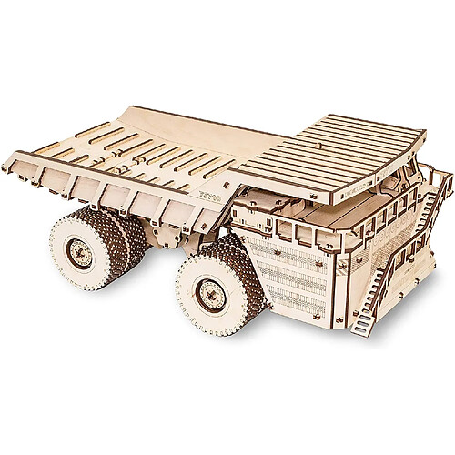 EWA Eco-Wood-Art- ?amion Camion 75710-Puzzle 3D mécanique en Bois-Casse tête Adulte et Adolescent-Assemblage sans Colle-453 pièces, BELAZ 75710, Naturel