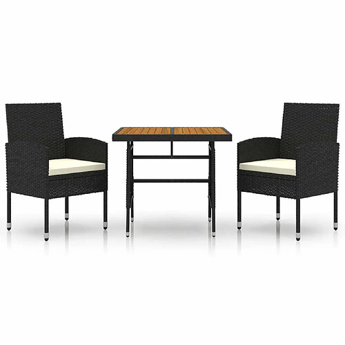 Maison Chic Mobilier à dîner 3 pcs de jardin - Ensemble table et chaises d'extérieur - Salon/Mobilier de jardin classique Résine tressée Noir -MN30631