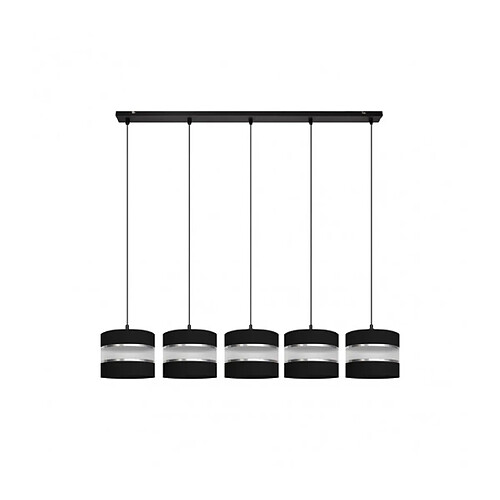 Helam Suspension Helen Tissu,Fer Argent,noir 5 ampoules 110cm