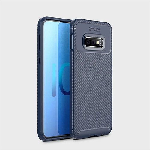 Wewoo Coque en TPU antichoc fibre de carbone pour Galaxy S10 Lite (bleue)