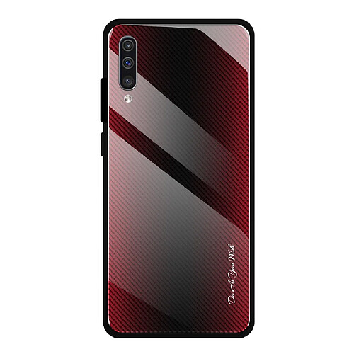 Wewoo Coque Pour Galaxy A50 Texture Gradient Glass Housse de protection rouge