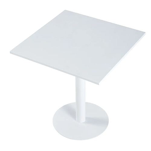 Pegane Table carrée en métal coloris blanc - Longueur 70 x profondeur 70 x hauteur 73 cm