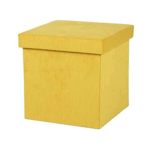 Urban Living Pouf de rangement pliable Kube en velours côtelé - Jaune