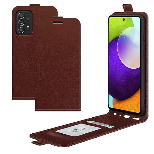 Coque en TPU + PU texture crazy horse avec porte-carte marron pour votre Samsung Galaxy A52 4G/5G/A52s 5G