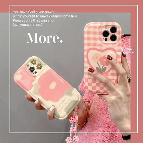 GUPBOO Étui pour iPhone11ProMax Bracelet de cas de téléphone de style japonais et coréen de fleurs de peinture à l'huile d'été