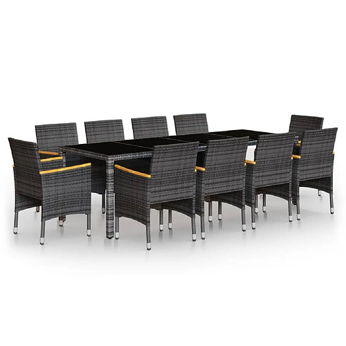 Maison Chic Mobilier à dîner 11 pcs de jardin - Ensemble table et chaises d'extérieur - Salon/Mobilier de jardin classique Résine tressée Gris -MN76145