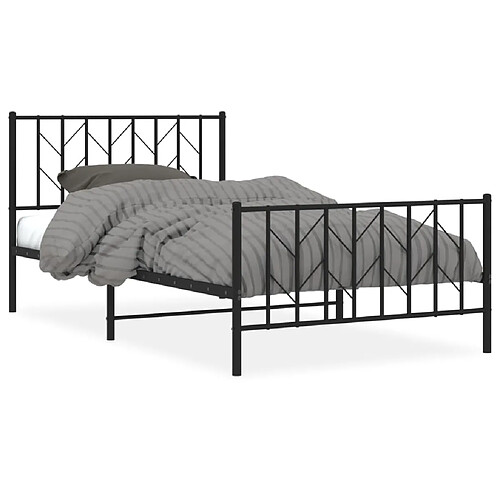 Maison Chic Cadre/structure de lit métal et tête de lit + pied de lit pour adulte - Lit Moderne Chambre noir 107x203 cm -MN48815