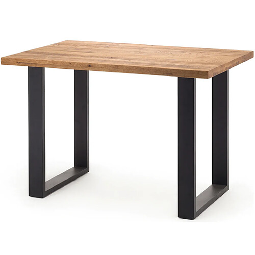 Pegane Table haute en chêne sauvage et métal laqué anthracite - Longueur 160 x Hauteur 107 x Profondeur 100 cm