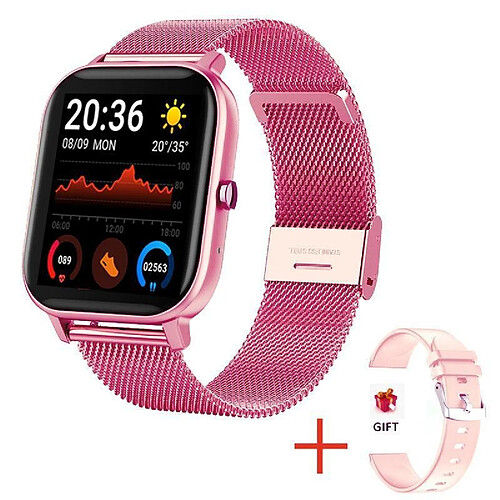 Yonis Montre Intelligente Rose Suivi Santé Bluetooth 1.69