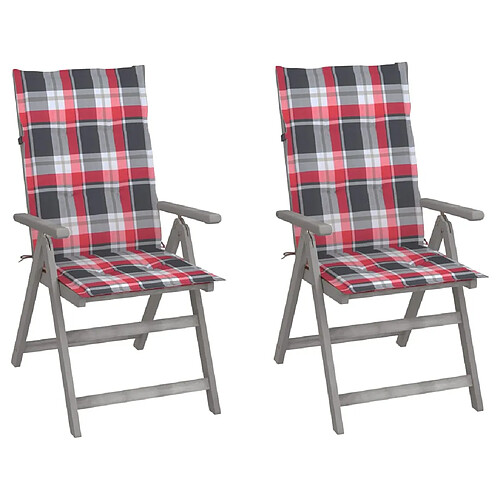 vidaXL Chaises inclinables de jardin lot de 2 et coussins Bois acacia