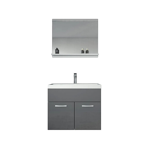 Auco Meuble de salle de bain de Montreal 02 - Armoire de rangement Meuble lavabo evier Meuble lavabo Gris brilliant 60x35 cm