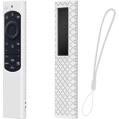 SANAG etui De Protection Pour Samsung Telecommande Solaire Serie Bn59, Coque Housse De Silicone Pour Samsung Smart Tv Qled 2021 Solar Remote Avec Corde Anti-Perte(Blanc)