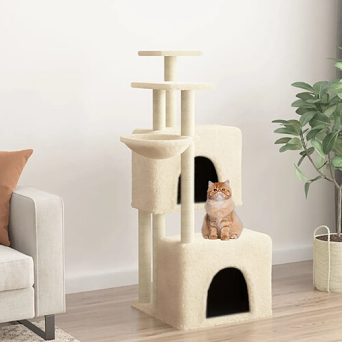 Arbre à chat avec griffoirs,niche pour chat en sisal crème 122 cm -MN86924