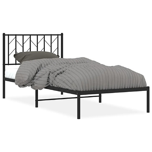 Maison Chic Cadre/structure de lit métal et tête de lit pour adulte - Lit Moderne Chambre noir 90x190 cm -MN49004