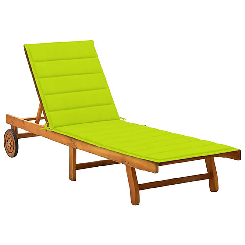 vidaXL Chaise longue de jardin avec coussin Bois d'acacia solide