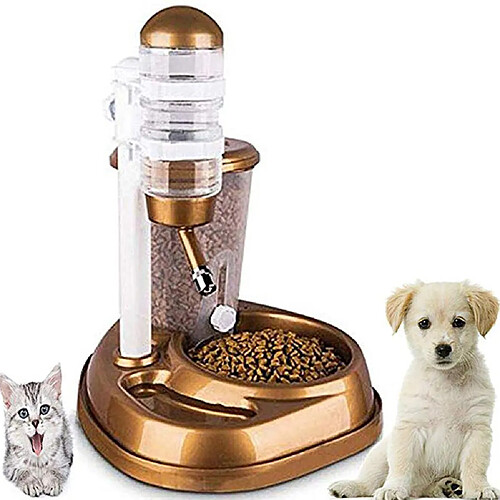 Universal Alimentateur automatique à double usage pour chiens et chats avec fontaine, seau de nourriture de grande capacité et distributeur de bouteille d'eau pour chiens et chats | Fournitures d'arrosage pour animaux de compagnie