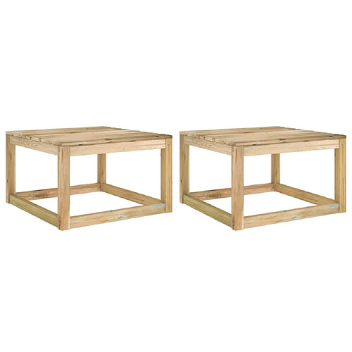 vidaXL Tables palette de jardin 2pcs 60x60x36,5cm Bois de pin imprégné