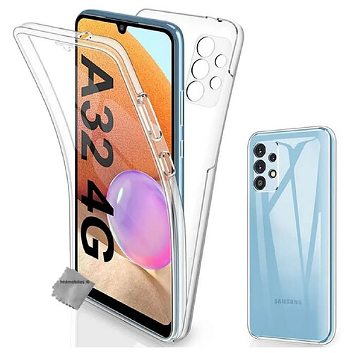 Htdmobiles Coque silicone gel fine 360 integrale (avant et arriere) pour Samsung Galaxy A32 4G + verre trempe - TRANSPARENT