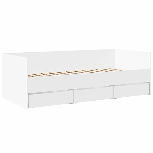 Vidaxl Lit de jour avec tiroirs blanc 75x190 cm bois d'ingénierie