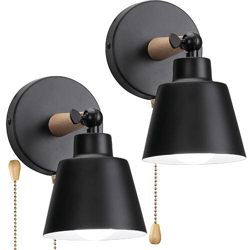 Stoex 2PCS Applique Murale Moderne Noir Applique Murale Rétro Minimaliste Lampe Murale D'Intérieur Nordique E27