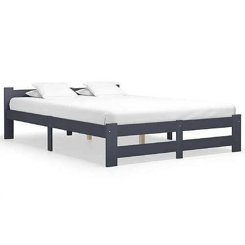 vidaXL Cadre de lit sans matelas gris foncé pin massif 120x200 cm