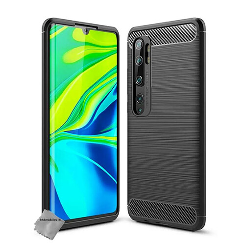 Htdmobiles Coque silicone gel carbone pour Xiaomi Mi Note 10 + film ecran - NOIR