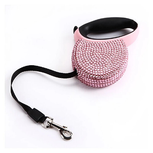 Universal Laisse rétractable pour animaux domestiques strass rose cristal chiot chiot pet pet leash 3m fil plat | Leash de plomb | Laisse rétractable pour animaux domestiques