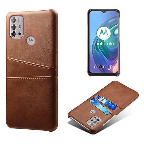 Coque en TPU + PU avec porte-cartes marron pour votre Motorola Moto G10/G30