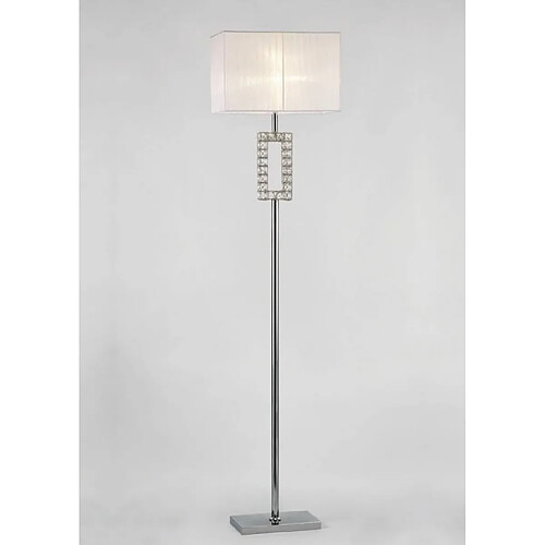 Luminaire Center Lampadaire Florence Renctangle avec Abat jour blanc 1 Ampoule chrome poli/cristal