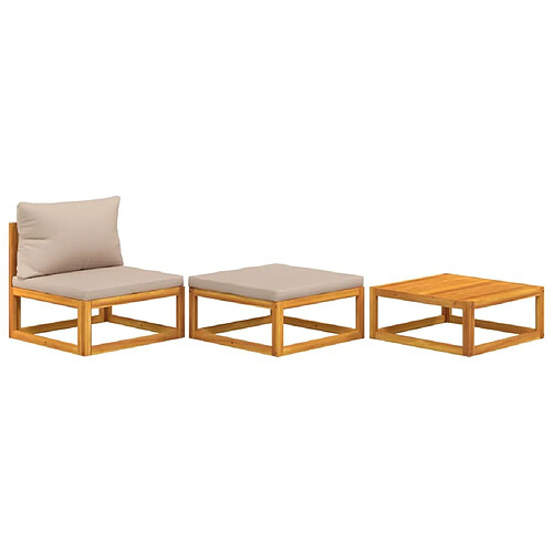 Maison Chic Salon de jardin 3 pcs + coussins - Mobilier/Meubles de jardin - Table et chaises d'extérieur bois massif d'acacia -MN19616