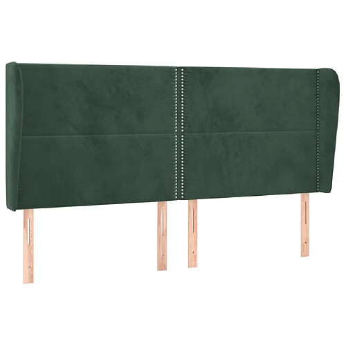 Maison Chic Tête de lit moderne avec oreilles pour chambre - Décoration de lit Vert foncé 163x23x118/128 cm Velours -MN46795