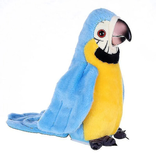 Universal Parrot parlant électrique, jouet moelleux en peluche le jour de l'anniversaire, Noël (bleu)