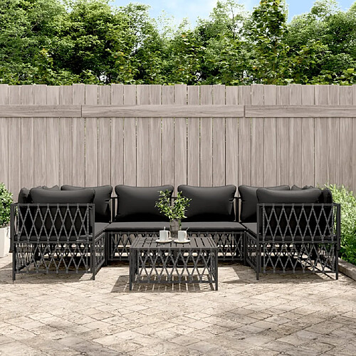 vidaXL Salon de jardin 7 pcs avec coussins anthracite acier