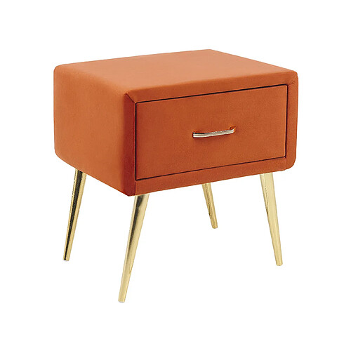 Beliani Table de chevet Velours Orange FLAYAT