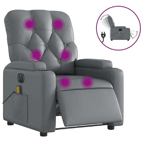 Maison Chic Fauteuil Relax pour salon, Fauteuil de massage inclinable électrique gris similicuir -GKD41559