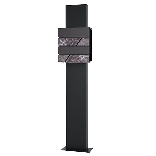 ML DESIGN MODERN LIVING Boîte aux lettres sur pied moderne anthracite/marbre noir avec support 170 cm