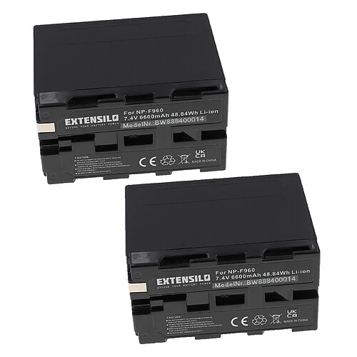 Vhbw EXTENSILO 2x Batteries compatible avec Sony DSR-300, DSR-200, DSC-D700, DSC-D770 appareil photo, reflex numérique (6600mAh, 7,4V, Li-ion)