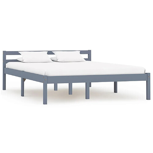 Maison Chic Lit adulte - Lit simple Cadre de lit,Structure du lit Contemporain Gris Bois de pin massif 120 x 200 cm -MN40047