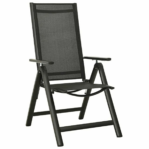 Maison Chic Lot de 2 Chaises pliables de jardin - Fauteuil d'extérieur Textilène et aluminium Noir -MN93421