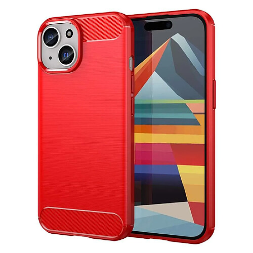 Htdmobiles Coque pour Apple iPhone 15 Plus - housse etui silicone gel carbone + verre trempe - ROUGE