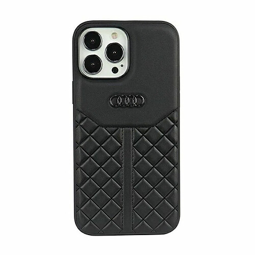 Audi Coque rigide en cuir véritable pour iPhone 13 Pro Max 6,7`` Noir AU-TPUPCIP13PM-Q8/D1-BK