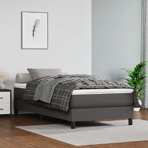 vidaXL Matelas de lit à ressorts ensachés Gris 100x200x20cm Similicuir