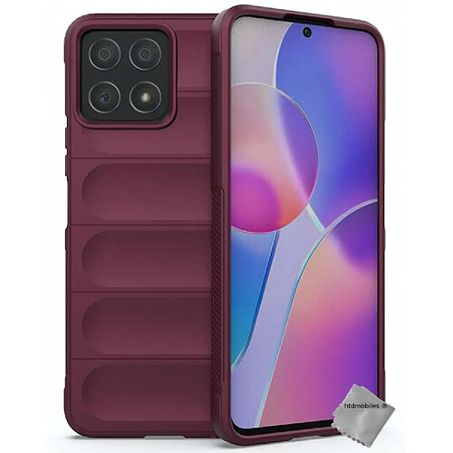 Htdmobiles Coque pour Huawei Honor X8 - housse etui silicone gel fine + verre trempe - ROUGE BORDEAUX