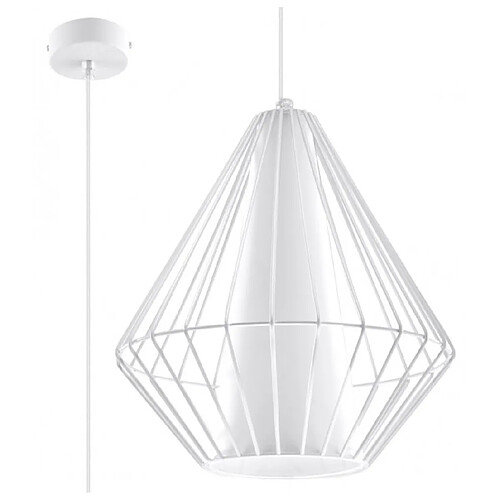 Luminaire Center Suspension DEMI acier/PVC blanc 1 ampoule