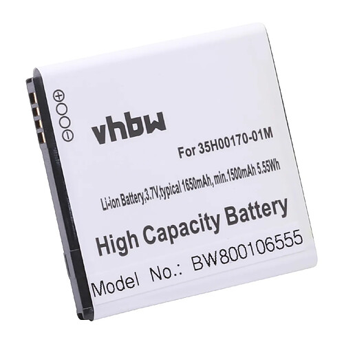 Vhbw Batterie 1650mAh pour téléphone smartphone HTC Bass Bunyip Eternity PI39110 Runnymede Sensation XL Titan X310E X315 comme 35H00170-01M BA S640 BI39100