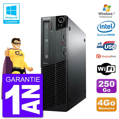 PC Lenovo ThinkCentre M82 SFF G640 RAM 4Go Disque Dur 250Go Graveur DVD Wifi W7 · Occasion