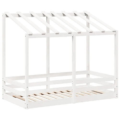 Vidaxl Lit pour enfants avec toit blanc 70x140cm en bois massif de pin