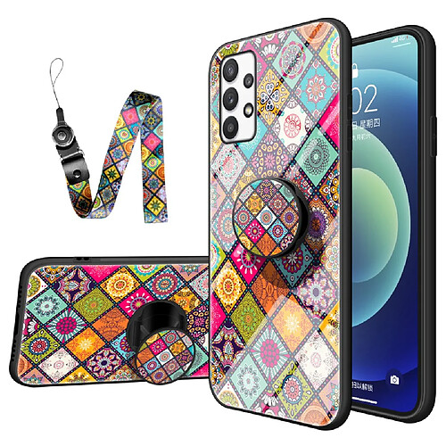 Coque en TPU anti-rayures avec béquille et lanière Motif de couleur pour votre Samsung Galaxy A73 5G