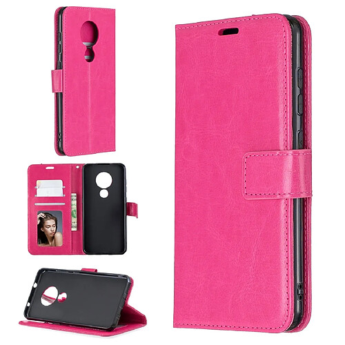 Wewoo Housse Coque Etui à rabat horizontal pour Nokia 6.2 / 7.2 Texture Crazy Horse avec porte-cartes et fentes cartes & Portefeuille et cadre photo Rose